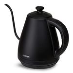 Klarstein 2KW 1L Electric Kettle, Temperature Control Gooseneck Kettle, Fast Boil Kettles for Coffee and Tea, Quiet, Drip-Free, Warming Function, 40-100 °C Range, LED Display, Stainless Steel Kettle