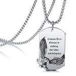 MEMEDIY Personalized Necklace Customized Chains for Men Boys Engraving Eagle Pendant Gifts Stainless Steel Vintage Jewelry with 3.5 Wide 24 Inches Chain