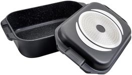 Commichef Roasting Dish with Dual Purpose Skillet Pan Lid, Cast Aluminium, Black, Suitable for Oven and All Types of Hob, Perfect for Roasting and Searing, 34 x 24 cm, XRST-3424BK