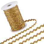 GORGECRAFT 50m Rick Rack Trim 5mm Wide Gold Wavy Bending Ribbon Woven Braided Fabric Webbing Edge Lace Fringe Trim for DIY Sewing Crafts Wedding Dress Clothes Embellishment Party Gift Wrapping Decor