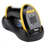 Tera 2D Wireless Barcode Scanner: with Digital Setting Screen & Keypad, Works with Bluetooth & 2.4G Wireless & USB Wired 1D 2D QR Handheld Image Bar Code Reader with Cradle for Warehouse HW0009 Yellow