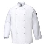 Portwest Suffolk Chefs Jacket L/S, Size: M, Colour: White, C833WHRM