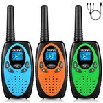 AWANFI Walkie Talkies for Kids, Rechargeable Walkie Talkies Long Range with 22 Channel 1200mAh Li-ion Battery Type-C Cable, Portable Walky Talky 2 Way Radios for Boys Girls Toy Gift