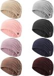 M-Aimee 8 Pieces Bouffant Caps with Buttons Soft Unisex Stretch Headband Turban with Ear Loop Holder Buttons for Protecting Ears