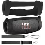co2CREA Case Silicone for JBL Charge 5 WiFi and Portable Bluetooth Speaker, Portable Ultra-light Protective Sleeve with Carabiner and Shoulder Strap (Speaker and Accessories not Included)
