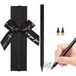 AUAUY 1 PC Metal Inkless Pencil Gift Set, Reusable Everlasting Pencil, Infinity Pencil with 2 Replaceable Nibs & 1 Gift Case, Eternal Pencil for Writing Drawing Students Home Office School Supplies