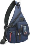 LAMMOK Large Sling Backpack, Sling Chest Bag Shoulder Crossbody Daypacks Fits 14.1-Inch Laptop for Travel Outdoor Men Women, 2609 Blue, Modern