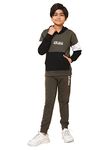 Alan Jones Clothing Boys Colorblock Tracksuit Set (Khaki Green_15-16 Years)