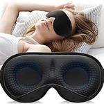 YFONG Weighted Sleep Mask, Women Men 3D Blocking Lights Sleeping Mask (4.2oz/120g), Pressure Relief Night Sleep Eye Mask with Adjustable Strap, Eye Cover Blindfold for Travel Nap Yoga, Black