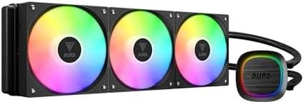 GAMDIAS 360mm AIO CPU Water Cooler, Hidden Cable Design, Rotatable Pump, MB Sync ARGB & PWM, 30 Light Effect, Intel LGA 1700, AMD AM5/AM4, Black, AURA