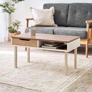 Iris Ohyama Table Center Table, Stylish, Compact, Living Alone, Studio Desk, Computer Desk, Wood Center Table, WCT-800, Warm White/Light Natural, Width 31.5 x Depth 15.0 x Height 16.1 inches (80.0 x