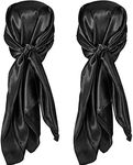 SATINIOR 35 Inch Silk Head Scarf 2 Pcs Large Square Neck Scarf Sleeping Hair Wrapping Satin Scarf for Women (Black)