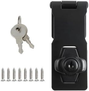 Alise Keyed Hasp Lock,4 Inch Safety Packlock Clasp Hasps Latch,Black Door Hinge Lock with Keys Keyed Locking Hasps for Cabinet,Closet,Drawer, Barn,Fence,Garage Doors