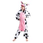 Spooktacular Creations Unisex Child Pajama Plush jumpsuit One Piece Cow Animal Costume (10-12yr)