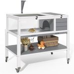 YITAHOME Tortoise Habitat with Legs and Wheels, Indoor & Outdoor Large Tortoise Cage with Storage Shelf, Wooden Turtle Box Enclosure with Lamp Holder, Tortoise House Reptile Terrarium for Reptile