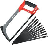 AIRAJ Hacksaw with 10 Saw Blades of 300MM Length, Replaceable Saw Blades, Two Cutting Angles 45°/90°, Comfortable Soft-Coated Rubber Handle, Cutting Wood, Metal, Plastics, Rubber, etc.