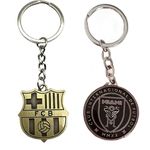 Pack of 2 Barça Keychains + Inter Miami Key Chain | Metal Keyrings for Barcelona and Football Fans | Més que un Social | Metal Keychains - Lightweight, Elegant and Robust, gold, Small