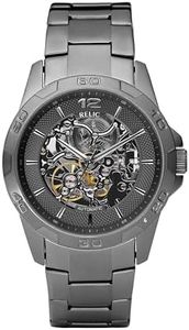 Relic by Fossil Men's Damon Gunmetal Gray Stainless Steel Bracelet Automatic Watch (Model: ZR11853)