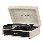 Victrola Parker Bluetooth Suitcase Record Player with 3-Speed Turntable, Light Beige (VSC-580BT-LBB), AC Motor