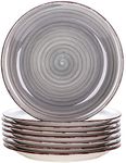 vancasso Bella Grey 10.5 inch Dinner Plate Set of 8, Handpainted Big Plate Set in Rustic Look, 27cm Serving Plate for Dinner/Steak/Main Course, Scratch Resistant