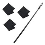 Flute Cleaning Kit, 3pcs Flute Cleaning Cloth, 1pc Flute Cleaning Rod Flute Cleaning Rag Flute Cleaning Swab Flute Cleaner Supplies for Polishing Inside Care (Black)