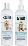 We Love Doodles 4-in-1 Dog Shampoo and Detangler Spray Combination Set | Made in USA | Organic Ingredients | Doodle Detangling Kit | Dog Grooming Kit