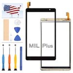 Screen Replacement for BLU M8L Plus Touch Screen Digitizer Tablet 8.0 inch with Repair Tool Kit, Tablet Replacement Parts for BLU M8L Plus M0210WW M0211WW Screen Replacement Black (No LCD Display)