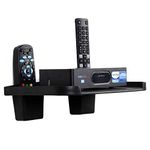 Digiway_Plastic Set Top Box Stand with Double Remote Holder(Black) Size: 23 x 16 x 5 cm- Pack of 1