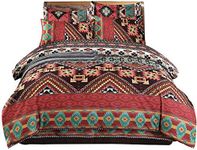 Boho Bedding Set Twin,Colorful Bohemian Theme Comforter Cover Chic Printed Soft Microfiber Southwest Style Duvet Cover,Bohemia Striped Exotic Patterns Design Bedspread Cover with Zipper Closure