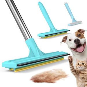 BoxZone 3 In 1 Carpet Rake for Pet Hair Removal with Long & Short Handle and Rubber Detail Brush, Carpet Brush for Pet Hair, Deep Cleaning Pet Hair Removal Broom for Carpets Couches Rugs Bed Furniture