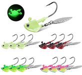 12pcs Fishing Jigs Underspin Jig Heads with Willow Blade Bass Swimbait Jig Hooks Crappie Panfish Bass Trout Fishing Lures 1/4oz 3/8oz 1/2oz