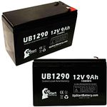 2X Pack - Hitachi HP712 Battery - Replacement for UB1290 Universal Sealed Lead Acid Battery (12V, 9Ah, 9000mAh, F1 Terminal, AGM, SLA) - Includes 4 F1 to F2 Terminal Adapters