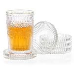 JUXYES 5 Pack Glass Coasters Round 