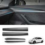 KKTR-CAR Dashboard Cover Wrap and Front Door Inner Armrest Panel Cover Trim Compatible with Tesla Model 3(2021-2023) and Model Y(2019-2023) NOT for Performance (Matte Carbon Fiber Pattern)