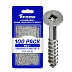 #8 Deck Screws, Select Length In Listing, 18-8 Stainless Steel, Square Drive, Type 17 Wood Cutting Point, Quantity 100 (#8 x 1")