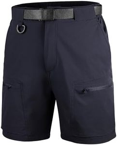 FREE SOLDIER Men's Cargo Hiking Shorts with Belt Lightweight Quick Dry Tactical Shorts with Pockets for Casual Work Golf (Dark Blue 40W10L)