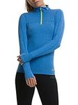 TCA Women's Lightweight Fusion Quickdry Long Sleeve Half-Zip Running Top - Cool Grey/Black, XS - Skydiver Blue/Volt, XL