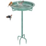 KHayRovies Metal Bird Bath for Outside, 36.2" Height Birdbath Bowl Standing Bird Feeders for Outdoors with 4 Prongs Base Stake, Freestanding Birdfeeders for Garden Yard Lawn Decor (Retro Green)