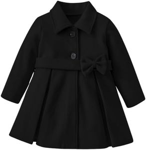 Yimoon Toddler Baby Girls Wool Blend Coat Long Sleeve Buttons Dress Coat Fall Winter Jacket Clothes(Black-5T)