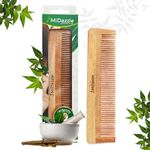 Midazzle Kacchi Neem Wooden Comb For Multi-Actions - Detangling, Frizz Control & Shine, Suited For All Hair Types - Pack of 1 (MINC2101)