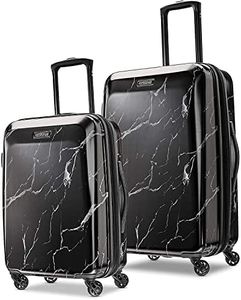 American Tourister Moonlight Hardside Expandable Luggage with Spinner Wheels, Black Marble, 2-Piece Set (21/24), American Tourister Moonlight Hardside