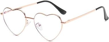 Gleyemor Heart Shaped Blue Light Glasses for Women Cute Computer Glasses (Rose Gold)