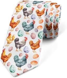 jejeloiu Chicken Men's Ties for Kids Boys Girls Cute Farm Animal Business Wedding Formal Party Ties Rustic Farm Chicken Rooster Farmhouse 3D Animals Theme Funny Necktie 57"x3.1" Eggs Slim Skinny Ties
