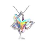 Generic silvery Butterfly Pendant Necklace Crystals Butterfly Jewelry Gifts for Women,18 Inch Silver Chain (Faster Delivery - Colored Butterfly), 45cm