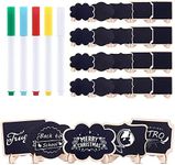 Rustark 30 Pcs Mini Chalkboards Signs with 5 Colors Chalk Marker, Blackboard Signs with Wooden Frame, Message Board Signs, Place Cards for Table Numbers, Food Signs and Christmas Decoration