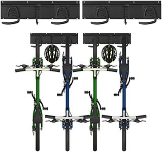 Sinoer Supporto da Parete per 4 Bici + 2 Caschi, Ganci Portaoggetti Regolabili per Garage o Casa, Rack Verticale per Bici da Strada (Larghezza Interna: 60 mm)