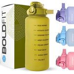 Boldfit Gym Gallon Bottle, 2 Litre Water Bottle for Gym Workout, Motivational Sipper Bottle for Adults, Gallon Gym Water Bottle, Fitness for Men & Women 2 Litre Gallon - (Army Green, Plastic)