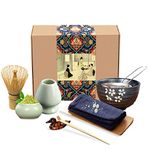 Artcome Japanese Matcha Tea Set, Matcha Whisk, Traditional Scoop, Matcha Bowl, Ceramic Whisk Holder, Matcha Caddy, Handmade Matcha Ceremony Kit for Traditional Japanese Tea Ceremony (9Pcs)