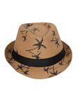 FabSeasons Printed Beach Fedora Hat/cap for Men & Women Brown