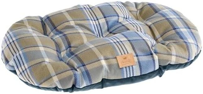 Ferplast Cojín Acolchado Para Perros Y Gatos Scott 89/10, Doble Cara, Escocés, Suave Terciopelo, Lavable, Azul, XL